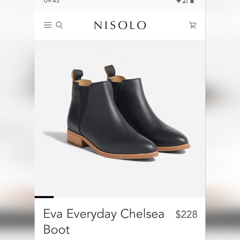Nisolo Eva Everyday Chelsea Boot- black- size 6.5